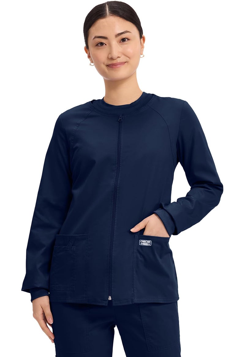 Cherokee Women's Workwear Core Stretch Warm Up Scrubs Jacket, Navy, XX-Small - Image 1